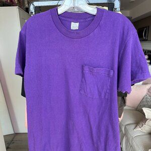 Men's Vintage Purple Short Sleeved T-Shirt With Pocket - Large